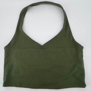 Contour by PacSun Women Olive Green Halter V-Neck Crop Top Large RN090233